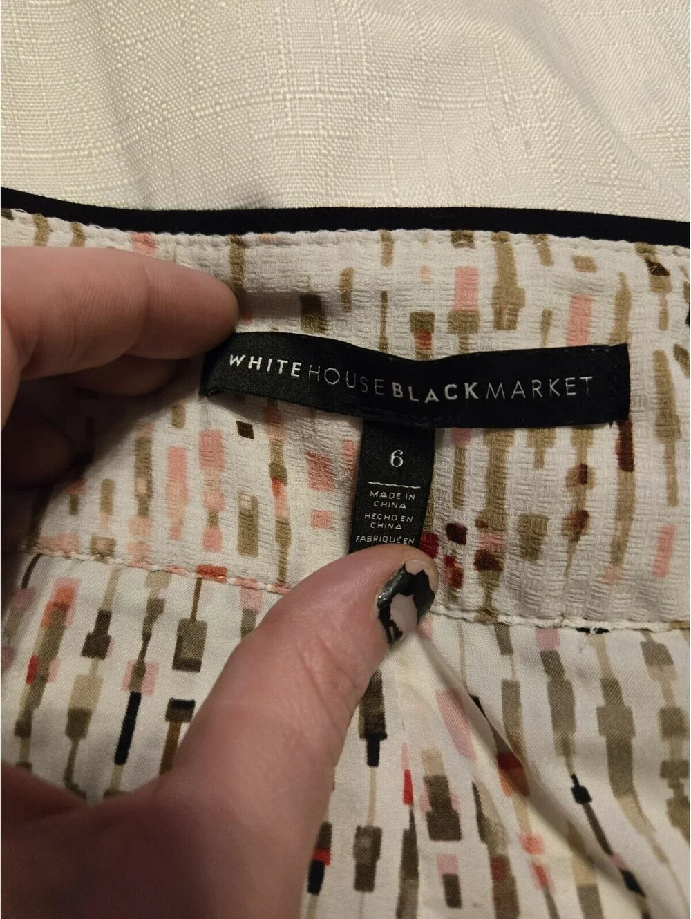 White House Black Market Multi Tiered Soft Skirt Size 6 Pink Olive Abstract